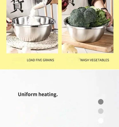 Stainless Steel Mixing Bowl Set, Multi-Purpose Kitchen Basin, EuropeanThe Plug