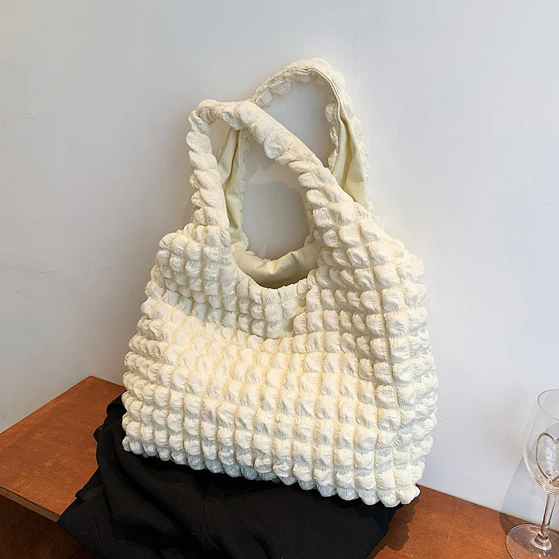 Yogodlns Summer Pleated Cloud Bag Female Candy Color Large Capacity Shoulder Bag Handbags Shopping Girls Pouch Tote Bolsas