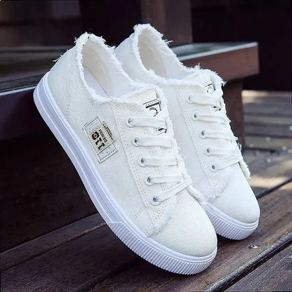 2024 Spring Summer Women Canvas Sneakers Low Top Lace Up Denim Flat ShThe Plug