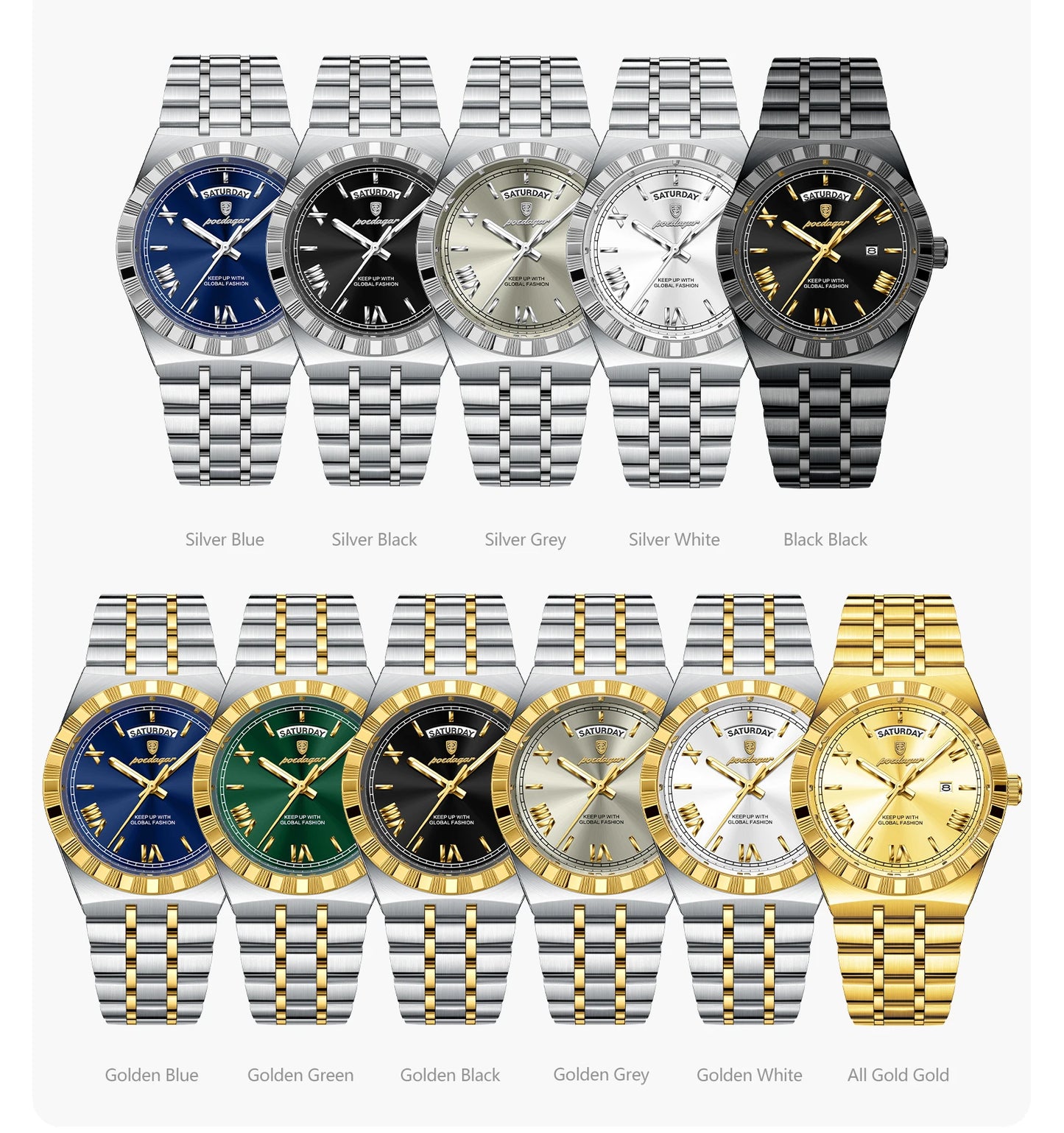 POEDAGAR Men's Luxury Quartz Watch – Waterproof, Luminous, Week & Date Display