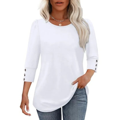 OFEEFAN Womens Tops 3/4 Sleeve with Buttons Dressy Casual Blouses SummThe Plug