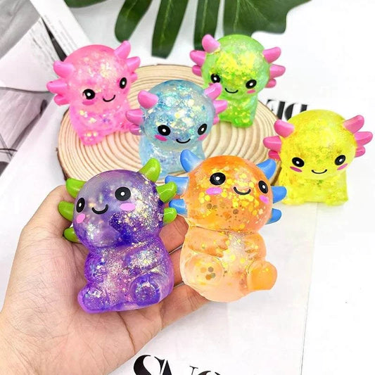 Colorful axolotl stress balls squishy sensory fidget toys for stress relief and kids birthday gifts