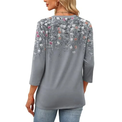 OFEEFAN 3/4 Length Sleeve Womens Tops Dressy Casual Blouses Crew Neck The Plug