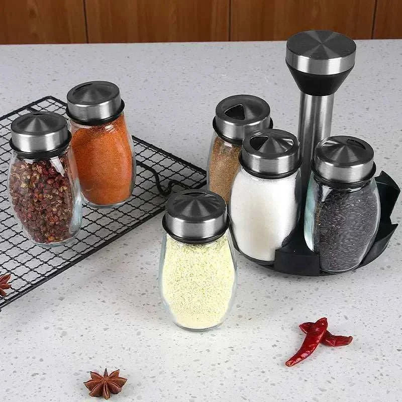 NEW Single Bottle Glass Jar and Spice Jar Set Rack Glass Seasoning SugThe Plug