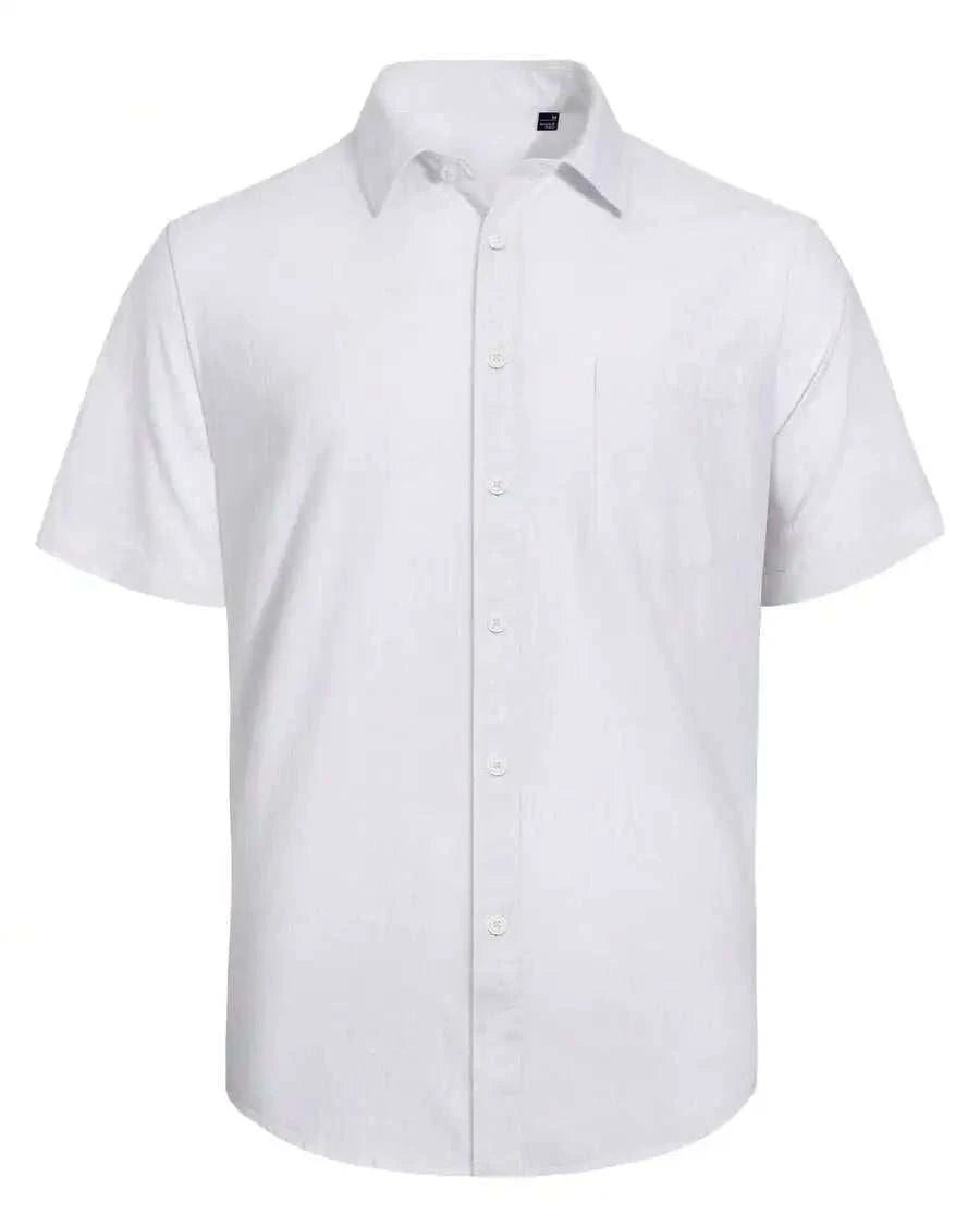 Mens Cotton Linen Short Sleeve Button Up Casual Shirt For Summer BeachThe Plug
