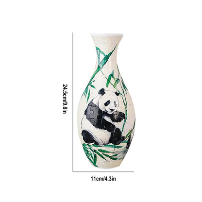 3D Puzzle Vase Panda Flower Porcelain Design Made Plastic Home DecoratThe Plug