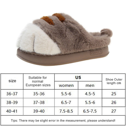 3D Cat Paw Plush Slippers Warm Slip-on House Shoes Comfortable Fluffy The Plug