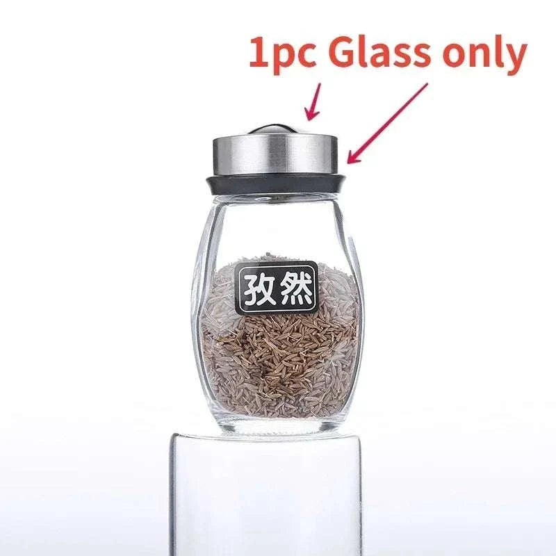 NEW Single Bottle Glass Jar and Spice Jar Set Rack Glass Seasoning SugThe Plug
