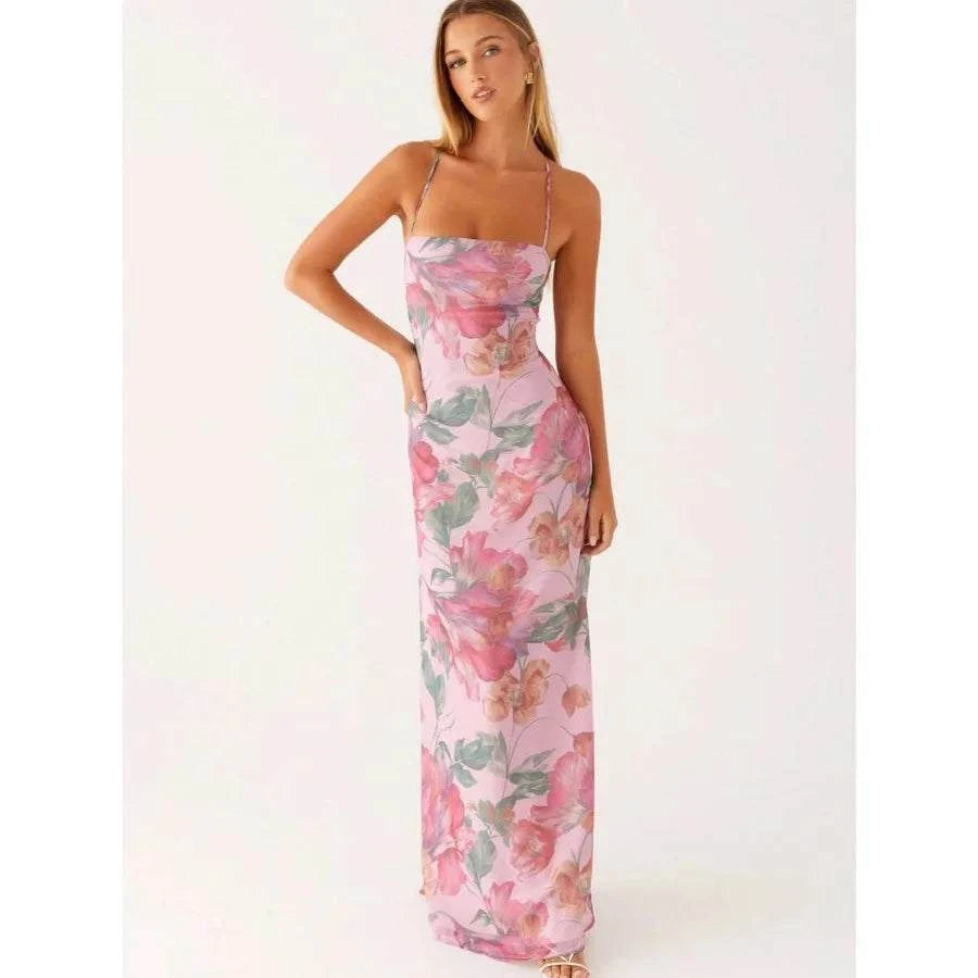 【New style】Women's Summer Boho Floral Print Cami Dress Bodycon Long MaThe Plug