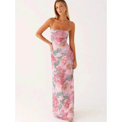 【New style】Women's Summer Boho Floral Print Cami Dress Bodycon Long MaThe Plug