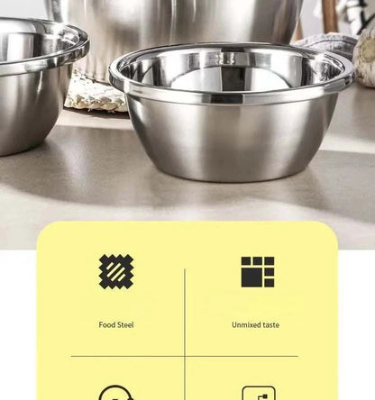 Stainless Steel Mixing Bowl Set, Multi-Purpose Kitchen Basin, EuropeanThe Plug