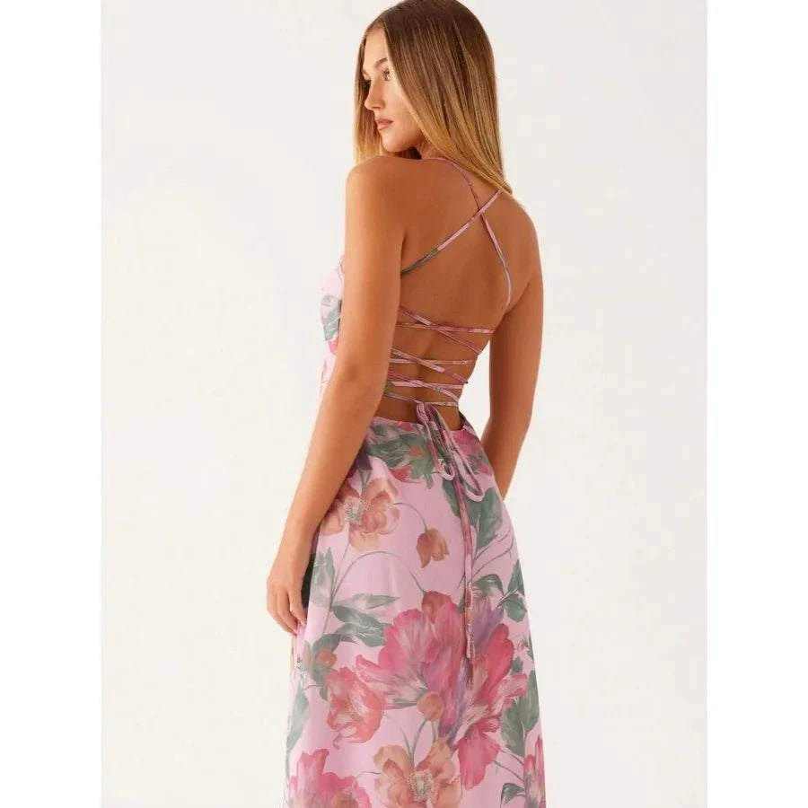 【New style】Women's Summer Boho Floral Print Cami Dress Bodycon Long MaThe Plug