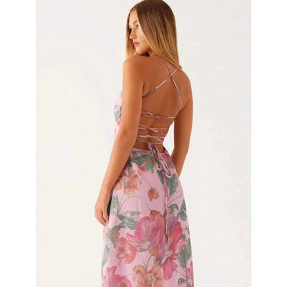 【New style】Women's Summer Boho Floral Print Cami Dress Bodycon Long MaThe Plug