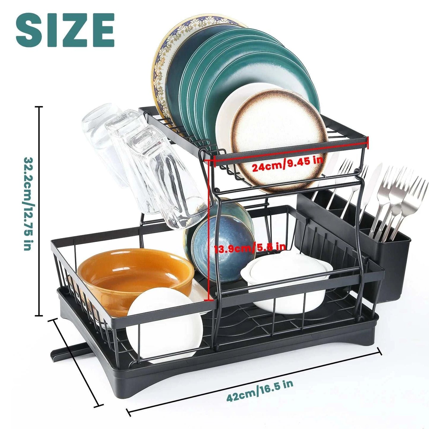 Large 2-tier dish drying rack for kitchen countertops, removable largeThe Plug