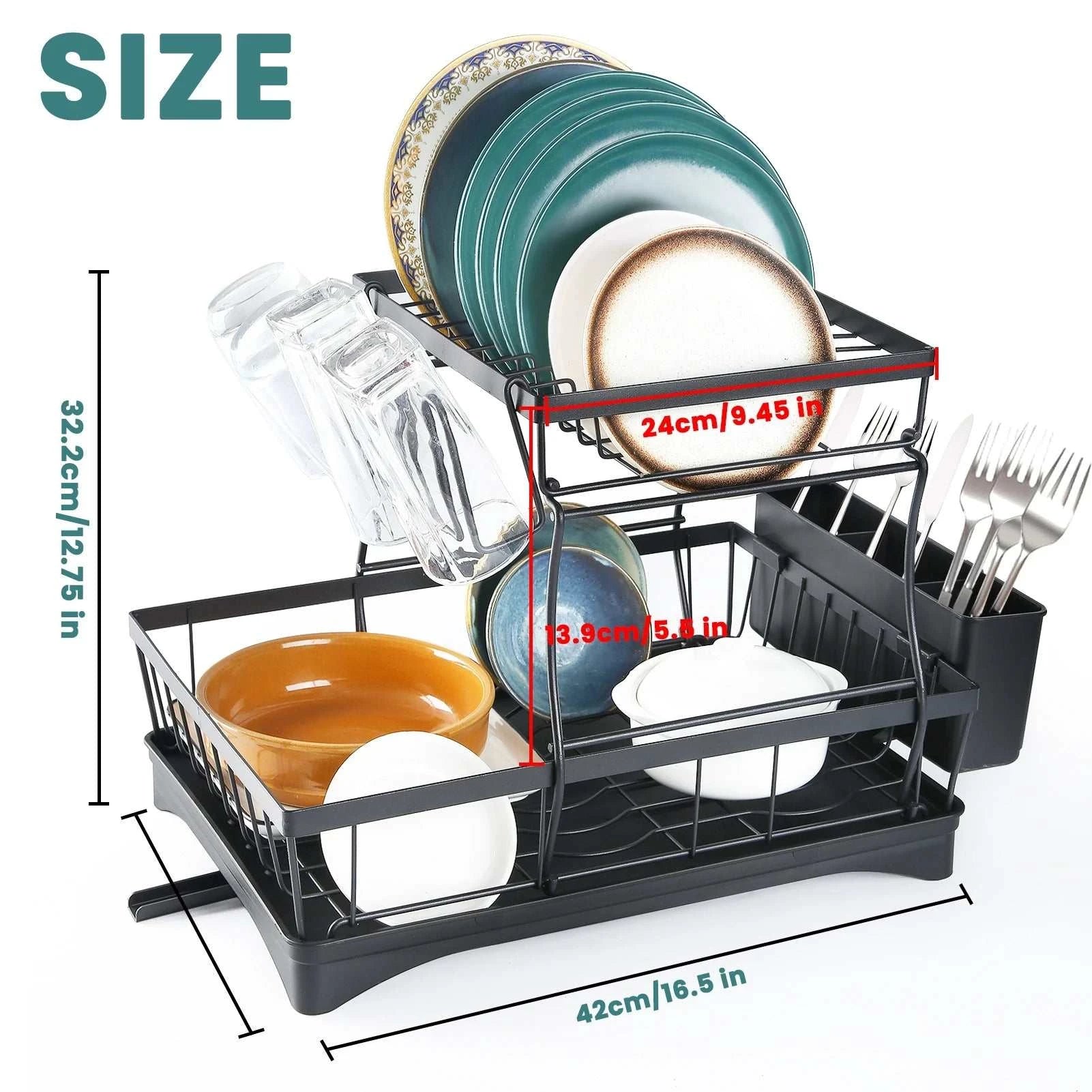 Large 2-tier dish drying rack for kitchen countertops, removable largeThe Plug