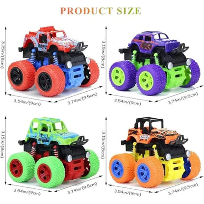 Monster Truck for Boys 3 4 5 6 7 Year Old, 4 Pack Push and Go FrictionThe Plug