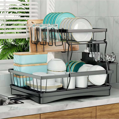 Large 2-tier dish drying rack for kitchen countertops, removable largeThe Plug