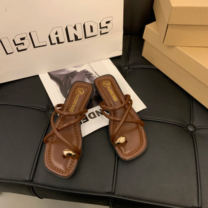 Stylish Women's Cross Strap Slide Sandals Comfortable Lightweight Toe The Plug