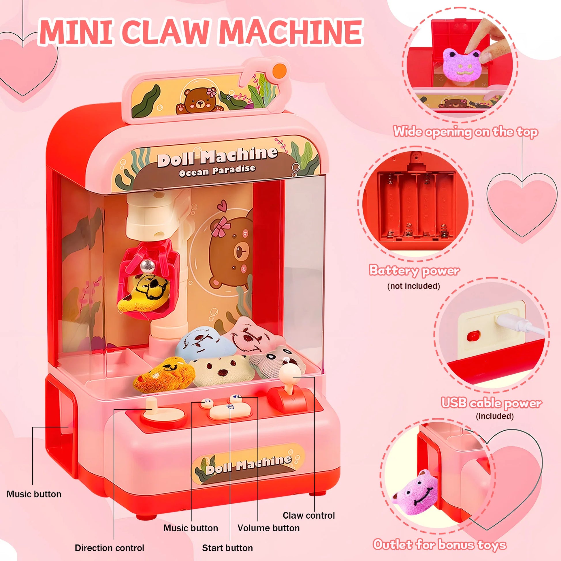 Mini Claw Machine for Kids Girl Toys for Ages 8-13 Arcade Game Toy ClaThe Plug