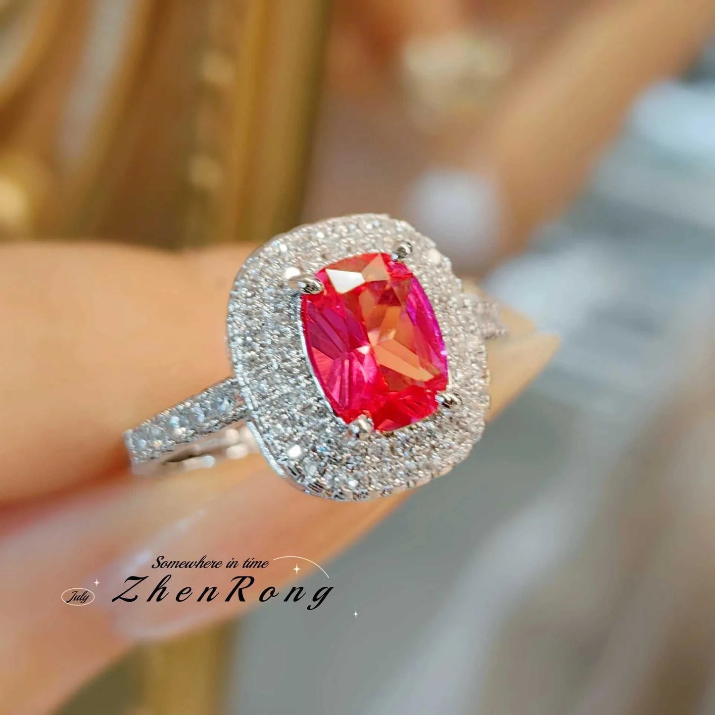 Fashion Red Corundum Ring for Women - Luxury Simulated Blood Red High-The Plug