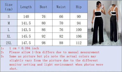 Women's Casual Black Jumpsuit White Contrast Trim Square Neck Great foThe Plug