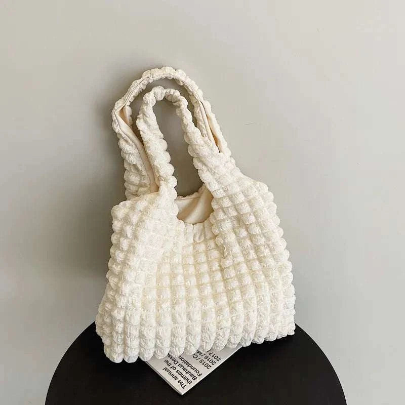 Yogodlns Summer Pleated Cloud Bag Female Candy Color Large Capacity ShThe Plug