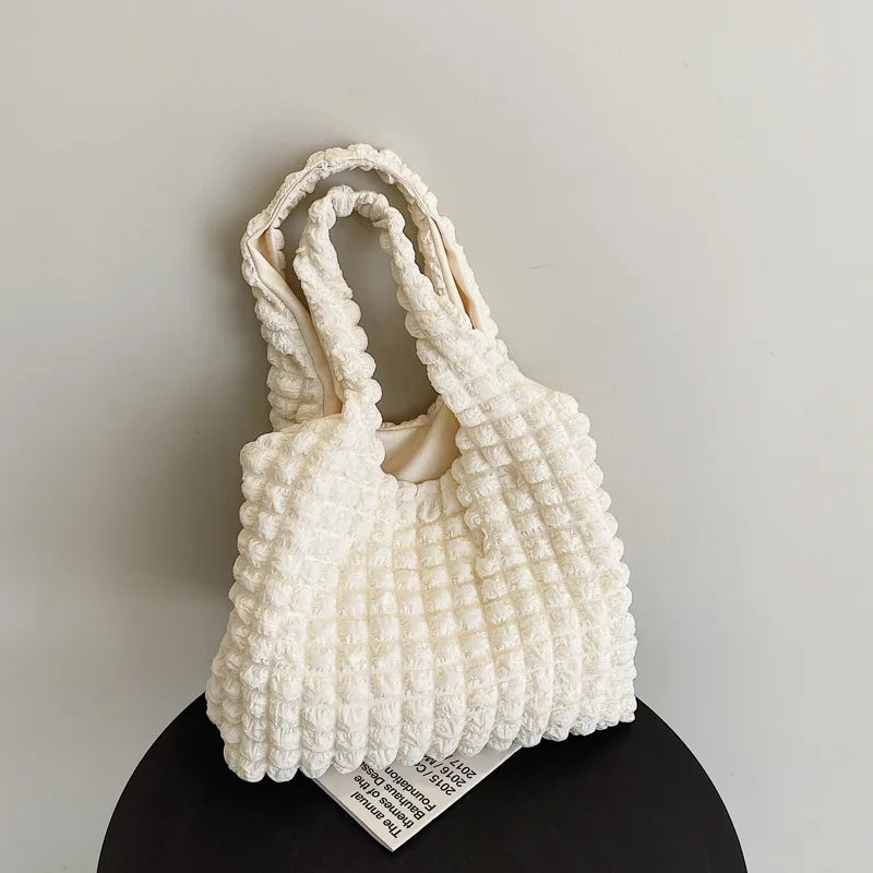 Yogodlns Summer Pleated Cloud Bag Female Candy Color Large Capacity Shoulder Bag Handbags Shopping Girls Pouch Tote Bolsas