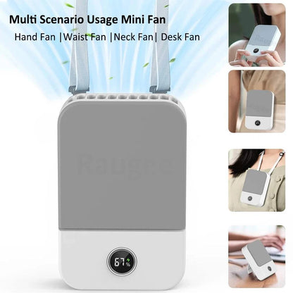 Waist Fan Portable Wearable Hanging Neck Fan USB Rechargeable Air CircThe Plug