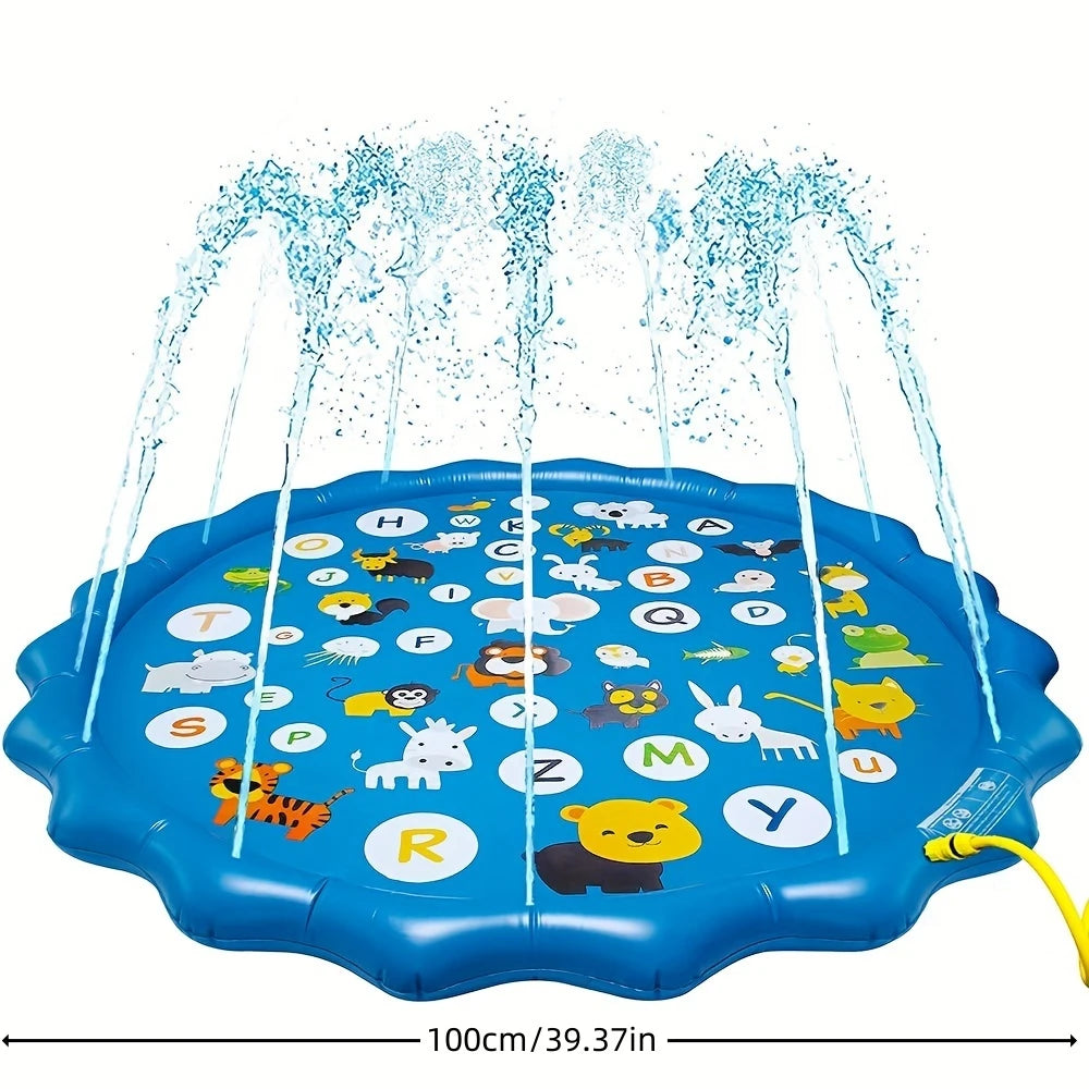 39" Splash Pad & Kiddie Pool - Colorful Alphabet & Animal Spray Toys, The Plug