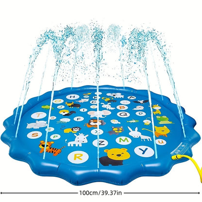 39" Splash Pad & Kiddie Pool - Colorful Alphabet & Animal Spray Toys, The Plug
