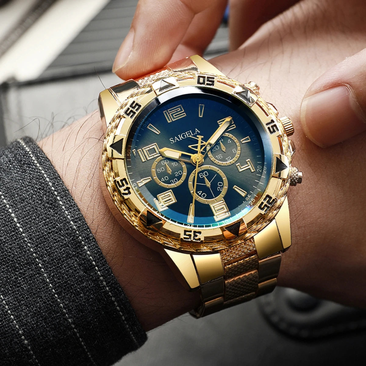 Men's 2-Piece Business Quartz Watch Set - Steel Band, Arabic Dial
