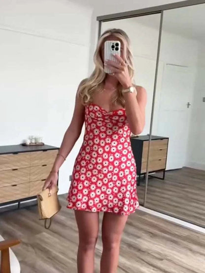 Women Floral Printed Sleeveless Strapless Mini Dresses Summer Female HThe Plug