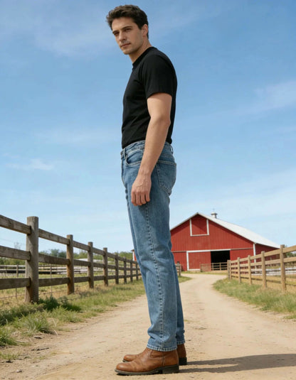 Classic Straight Fit Vintage Blue Denim JeansThe Plug