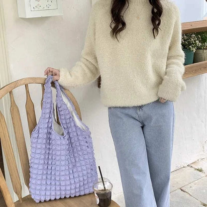 Yogodlns Summer Pleated Cloud Bag Female Candy Color Large Capacity ShThe Plug