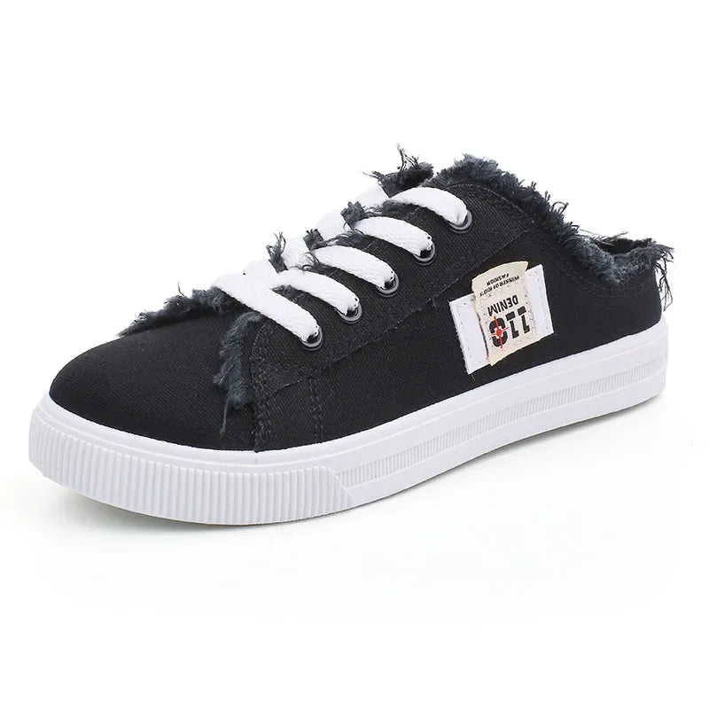 2024 Spring Summer Women Canvas Sneakers Low Top Lace Up Denim Flat ShThe Plug