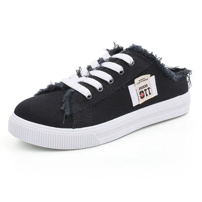 2024 Spring Summer Women Canvas Sneakers Low Top Lace Up Denim Flat ShThe Plug