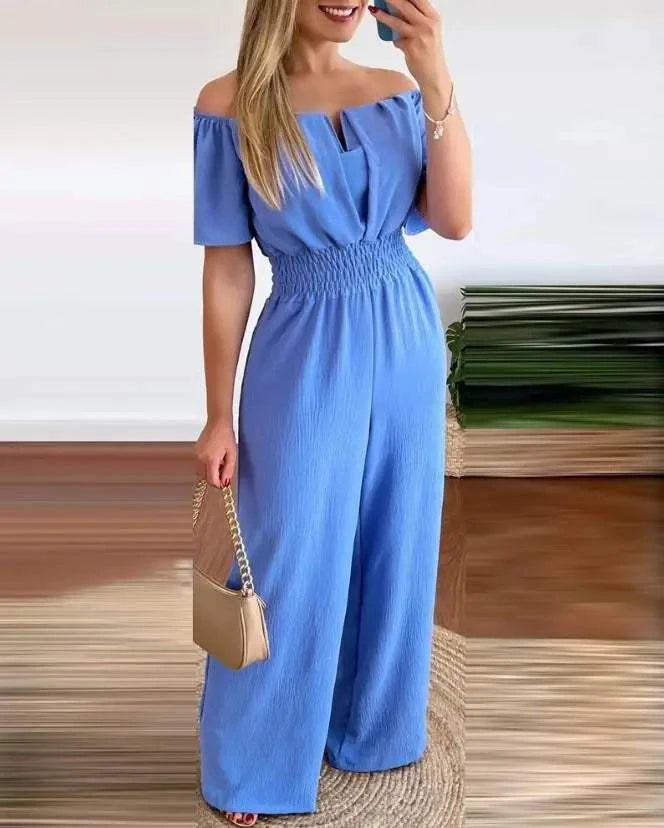Jumpsuits for Women 2025 Spring Fashion Off Shoulder Casual Plain ShorThe Plug