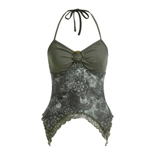 Verdusa Women's Y2k Halter Top Fairy 2000s Clothing Asymmetrical GoingThe Plug
