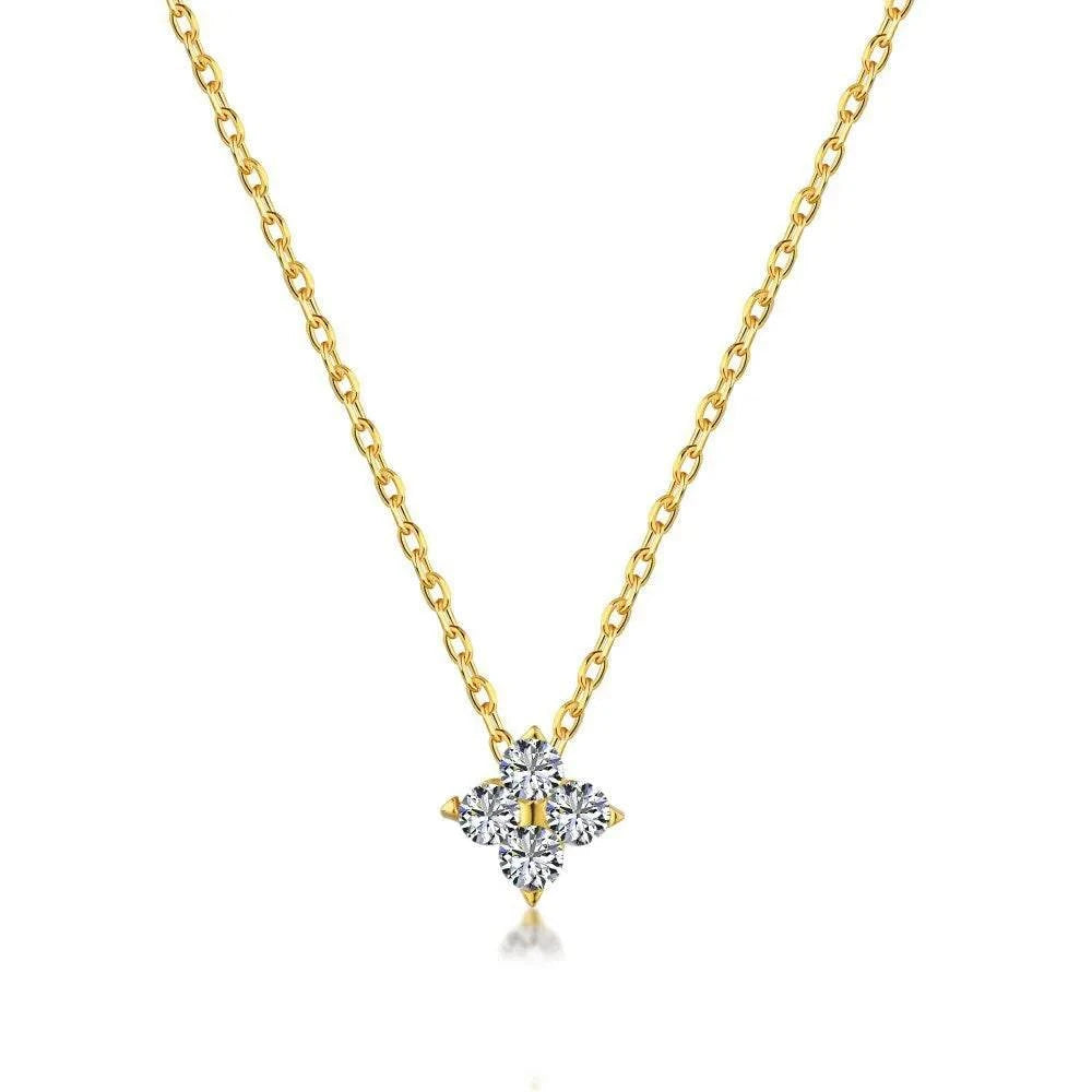New Stainless Steel Zircon Necklaces for Women 18K Gold Plated Four LeThe Plug