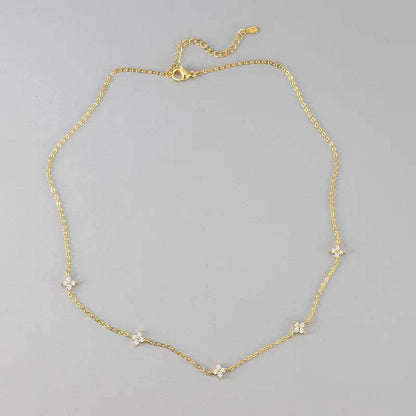 New Stainless Steel Zircon Necklaces for Women 18K Gold Plated Four LeThe Plug