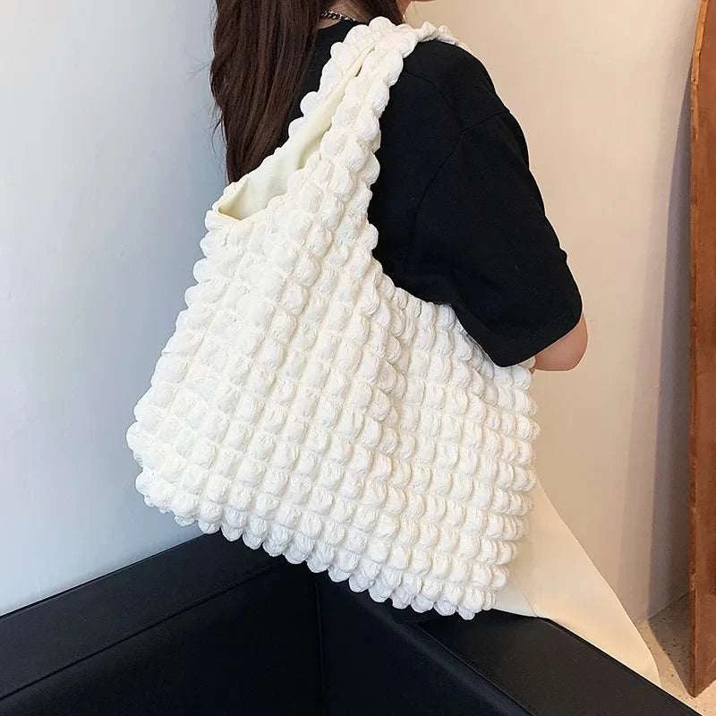 Yogodlns Summer Pleated Cloud Bag Female Candy Color Large Capacity ShThe Plug