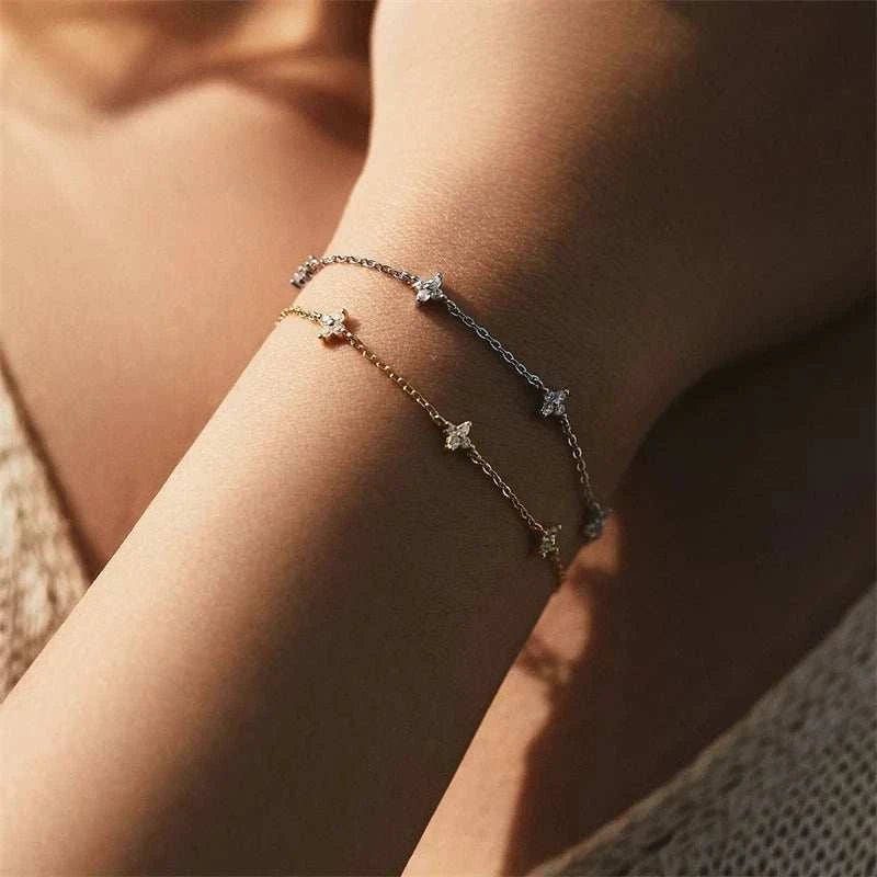 2026 New Crystal Flower Stainless Steel Bracelet Women Fashion PersonaThe Plug