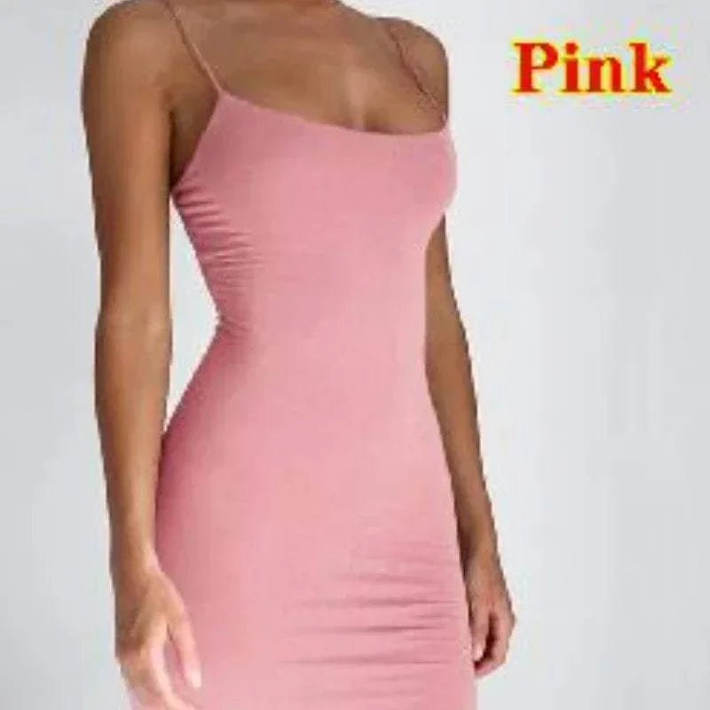 Summer Spaghetti Strap Mini Dress 2026 Women Sexy Bodycon Club Party DThe Plug