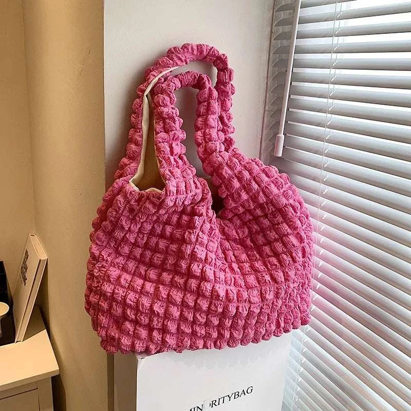 Yogodlns Summer Pleated Cloud Bag Female Candy Color Large Capacity ShThe Plug
