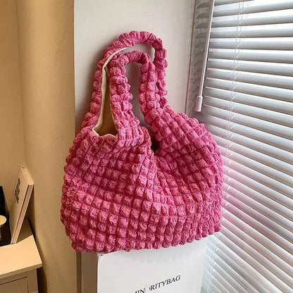 Yogodlns Summer Pleated Cloud Bag Female Candy Color Large Capacity ShThe Plug