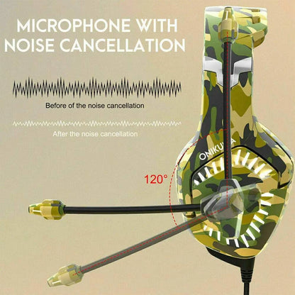 ONIKUMA K1B Pro Camo Elite Stereo Gaming Headset for PS4, Xbox, PC andThe Plug
