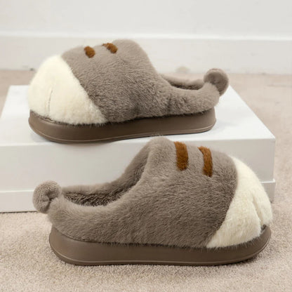 3D Cat Paw Plush Slippers Warm Slip-on House Shoes Comfortable Fluffy The Plug
