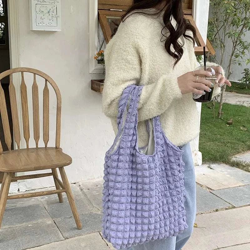 Yogodlns Summer Pleated Cloud Bag Female Candy Color Large Capacity ShThe Plug