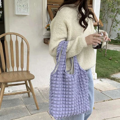 Yogodlns Summer Pleated Cloud Bag Female Candy Color Large Capacity ShThe Plug
