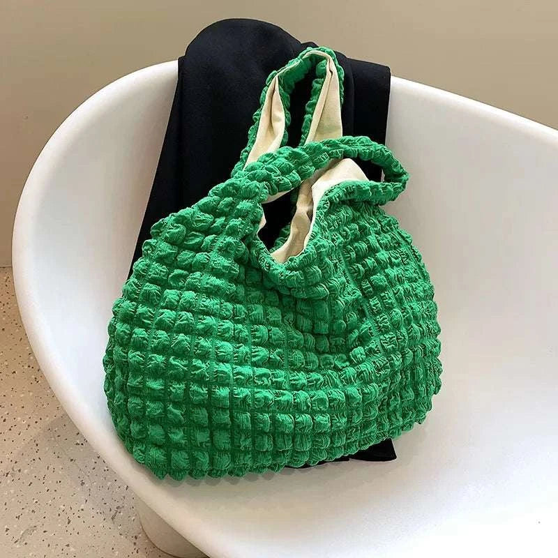 Yogodlns Summer Pleated Cloud Bag Female Candy Color Large Capacity ShThe Plug